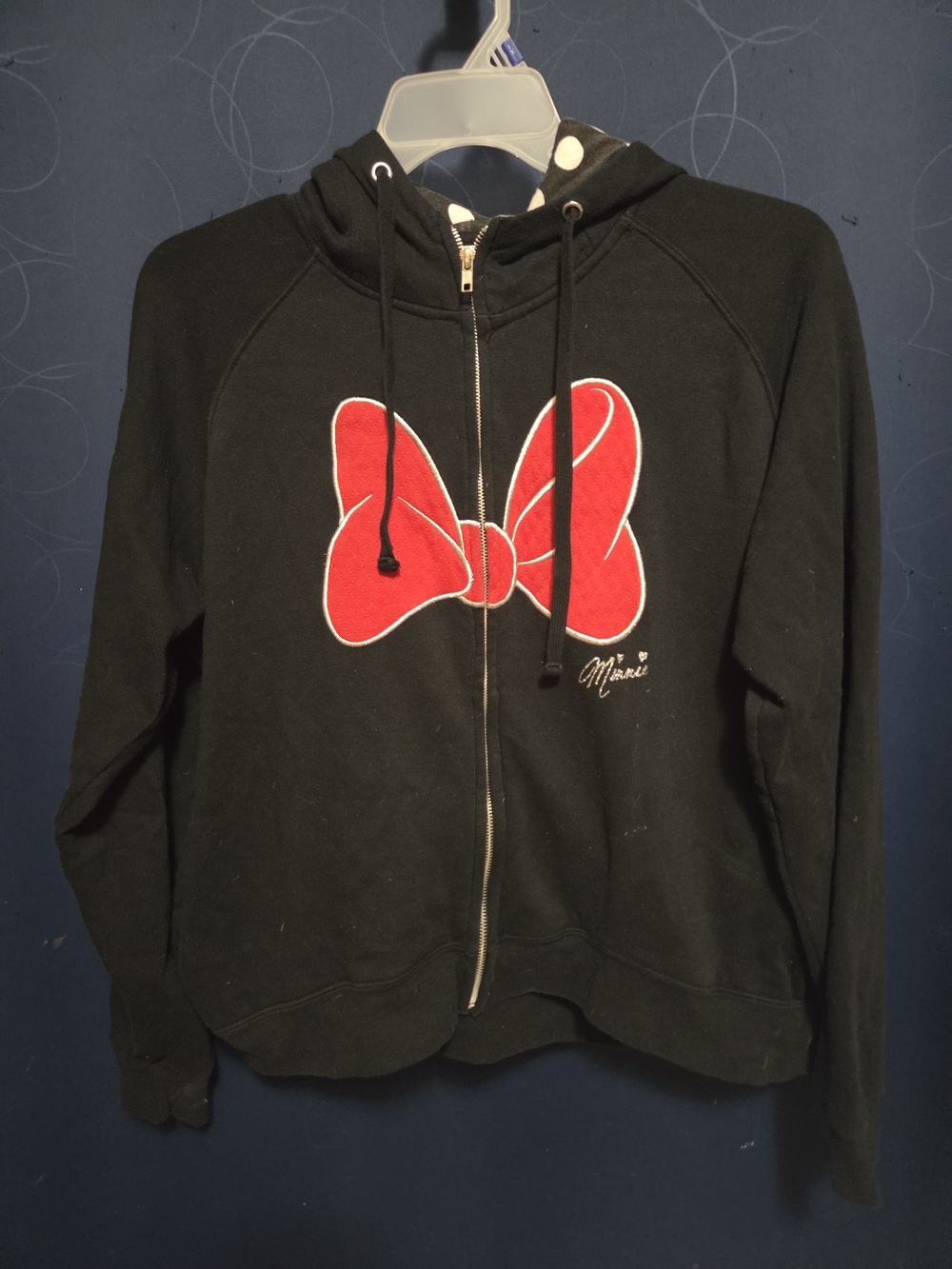 Minnie Mouse Black Zip-Up Hoodie with Red Bow Plus Size